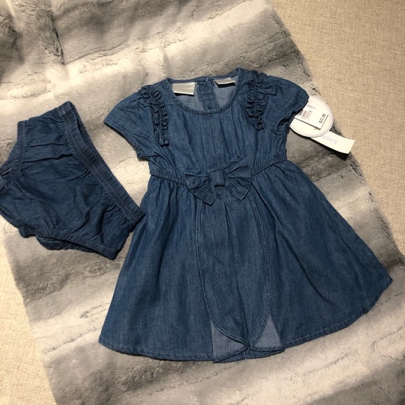 Koala Kids Other - SOLD! 0-6 months Koala Kids Denim Blue Bow Dress